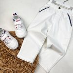 شلوار سفید کتان کمر کش